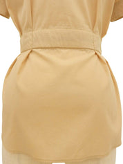 Shaley Line Short Sleeve Shirt Beige