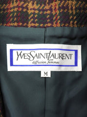 チェックパターンウッドボタンジャケット グリーン/マルチ