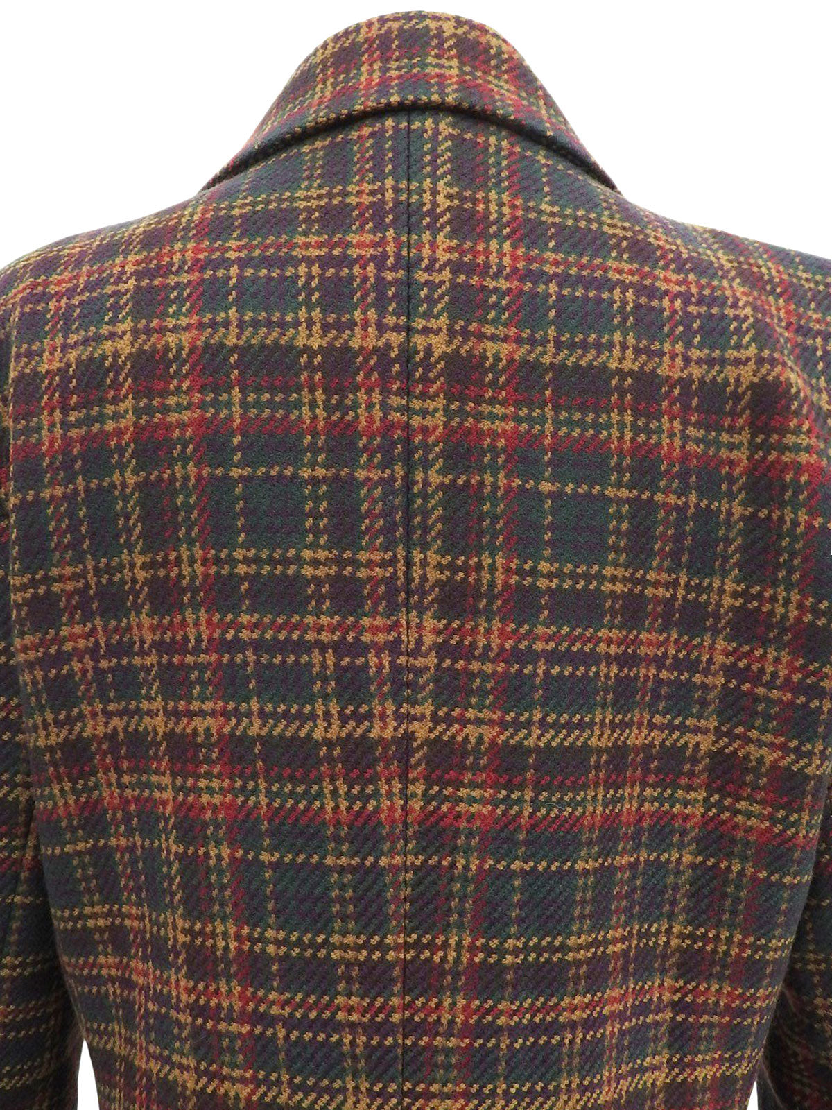 チェックパターンウッドボタンジャケット グリーン/マルチ