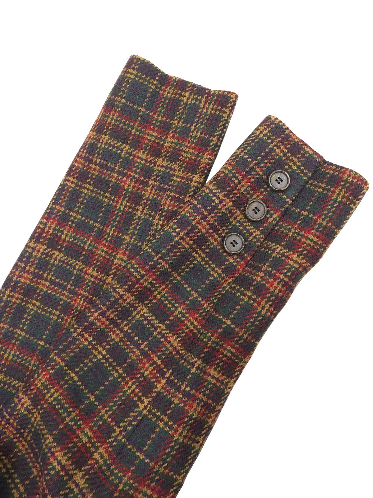 チェックパターンウッドボタンジャケット グリーン/マルチ