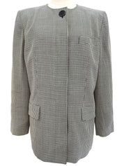 ダイヤモンドパターンノーカラージャケット ホワイト/ネイビー