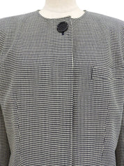 ダイヤモンドパターンノーカラージャケット ホワイト/ネイビー