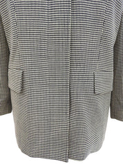 ダイヤモンドパターンノーカラージャケット ホワイト/ネイビー