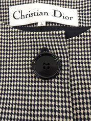 ダイヤモンドパターンノーカラージャケット ホワイト/ネイビー