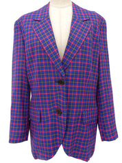 ブロックチェックパターンジャケット ピンク/ブルー/マルチ