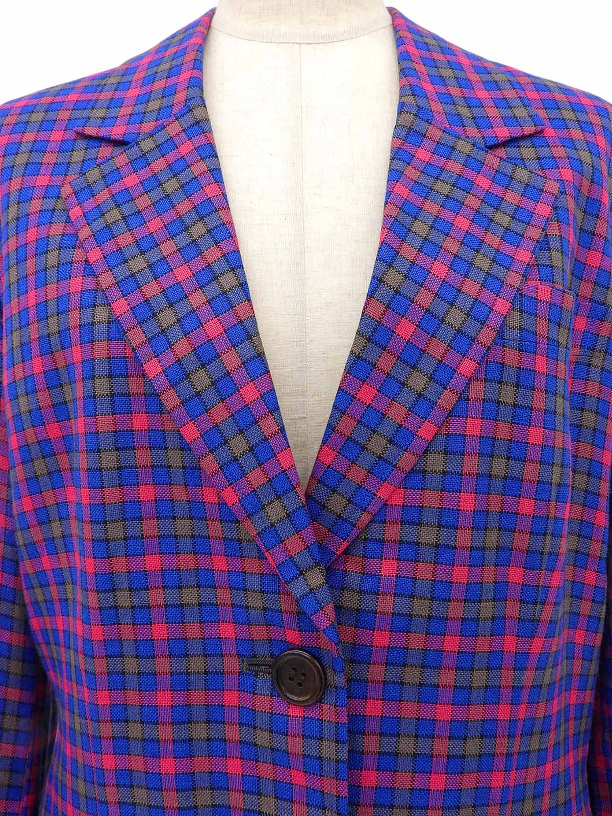 ブロックチェックパターンジャケット ピンク/ブルー/マルチ