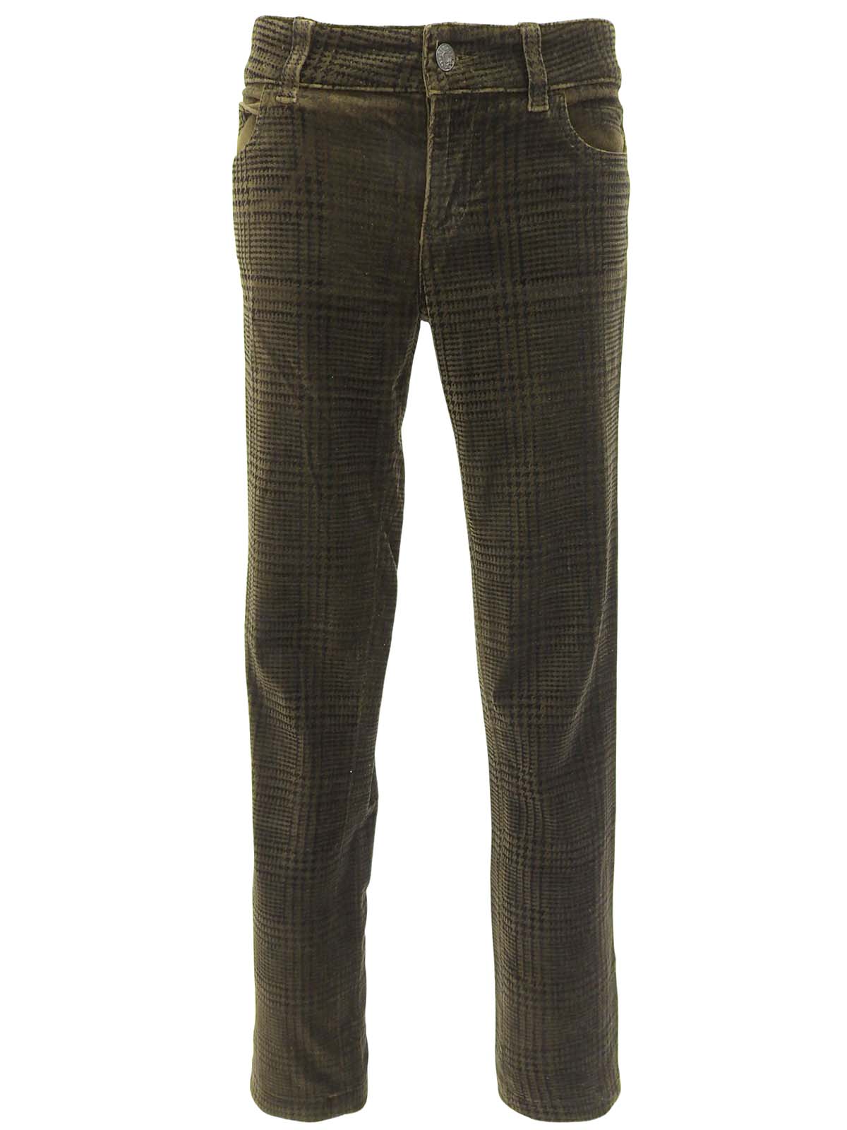 Velour Check Pattern Pants Khaki