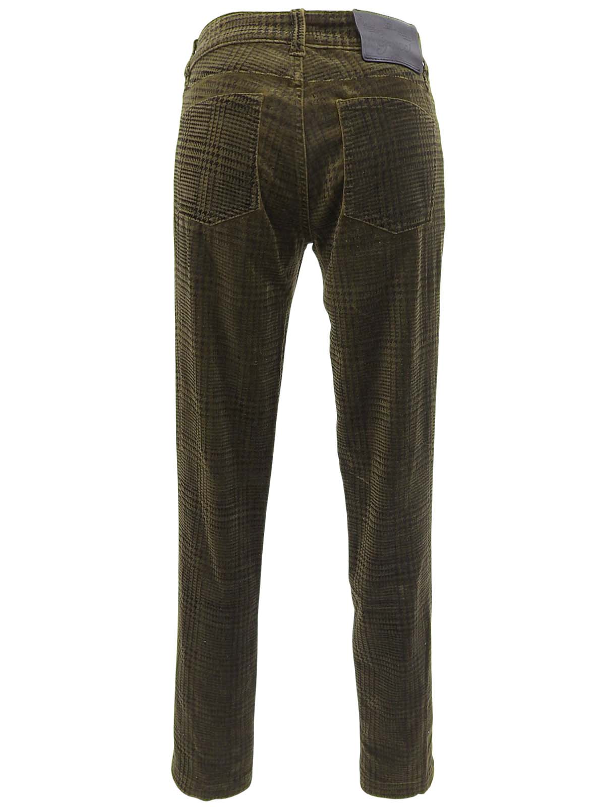 Velour Check Pattern Pants Khaki