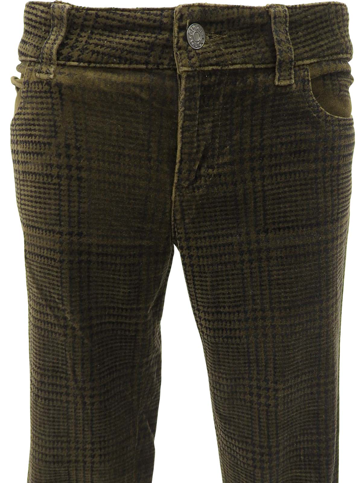 Velour Check Pattern Pants Khaki