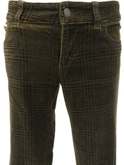 Velour Check Pattern Pants Khaki