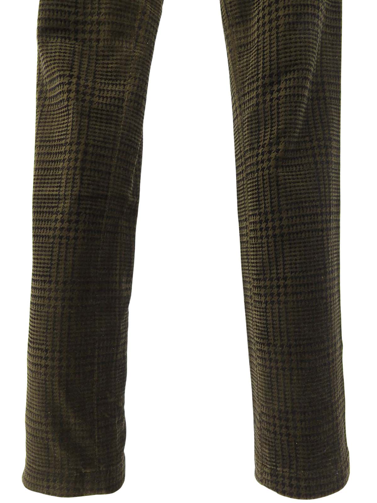 Velour Check Pattern Pants Khaki