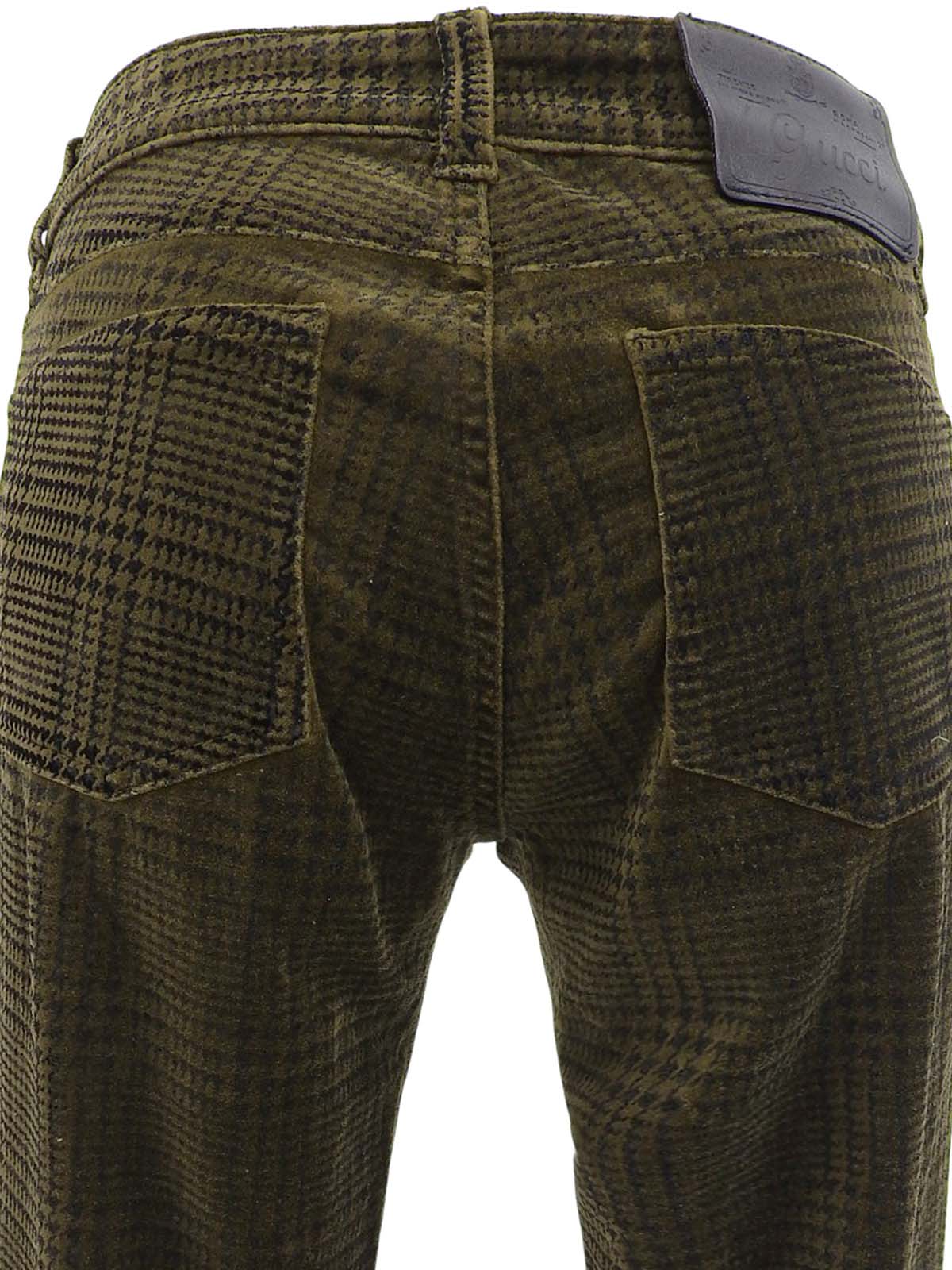 Velour Check Pattern Pants Khaki