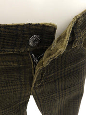 Velour Check Pattern Pants Khaki
