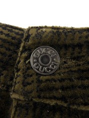 Velour Check Pattern Pants Khaki