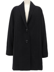 Wool shawl collar long coat in black