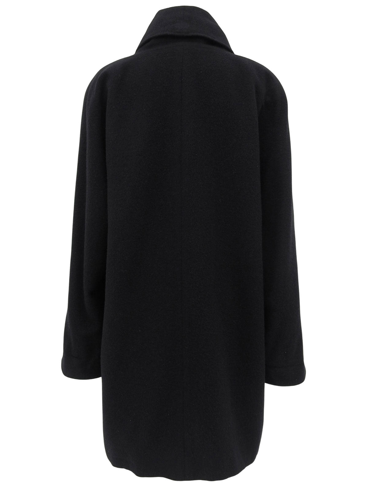 Wool shawl collar long coat in black