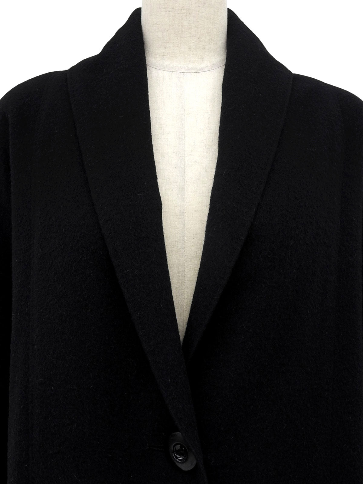 Wool shawl collar long coat in black