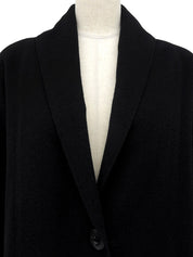 Wool shawl collar long coat in black