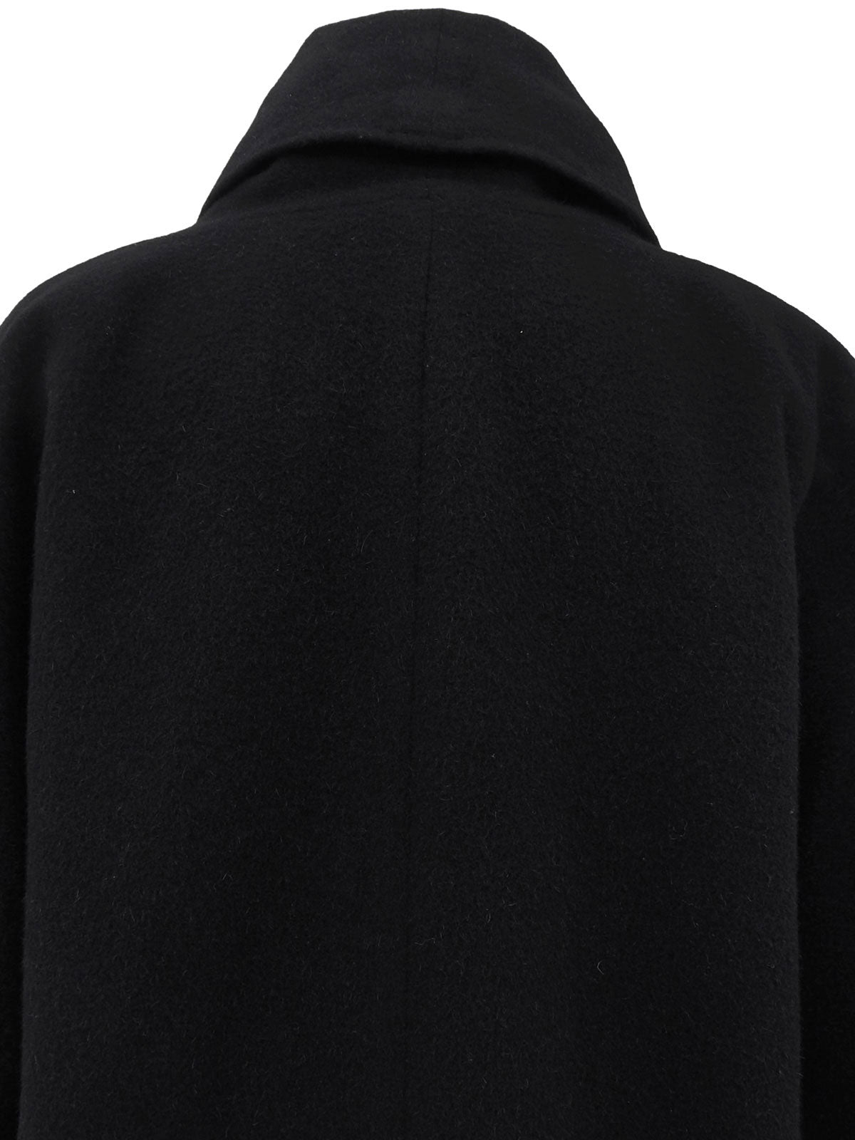 Wool shawl collar long coat in black