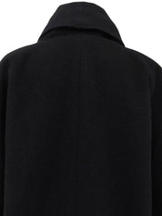 Wool shawl collar long coat in black
