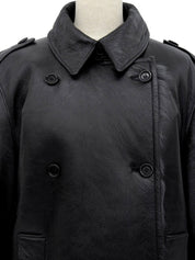 Leather and fur combination jacket in black/gray