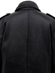 Leather and fur combination jacket in black/gray