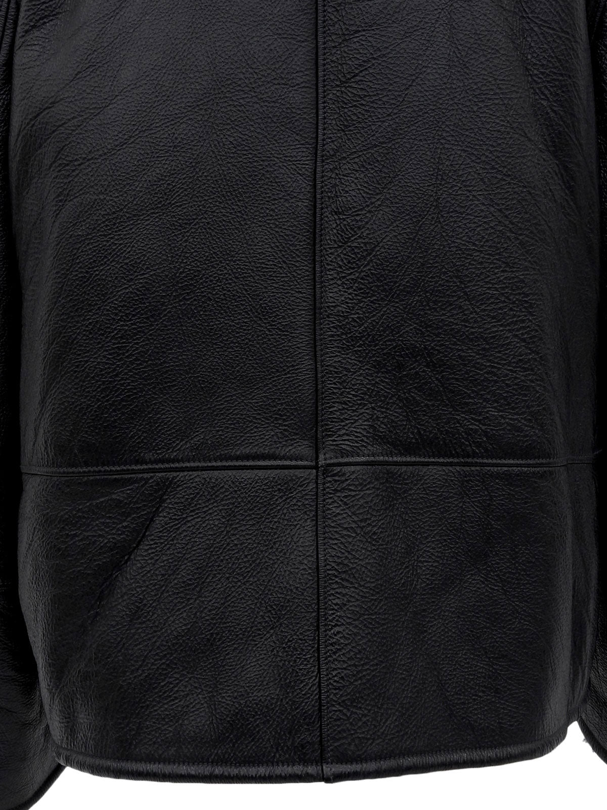 Leather and fur combination jacket in black/gray