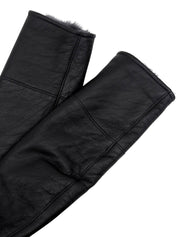 Leather and fur combination jacket in black/gray