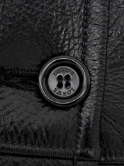 Leather and fur combination jacket in black/gray