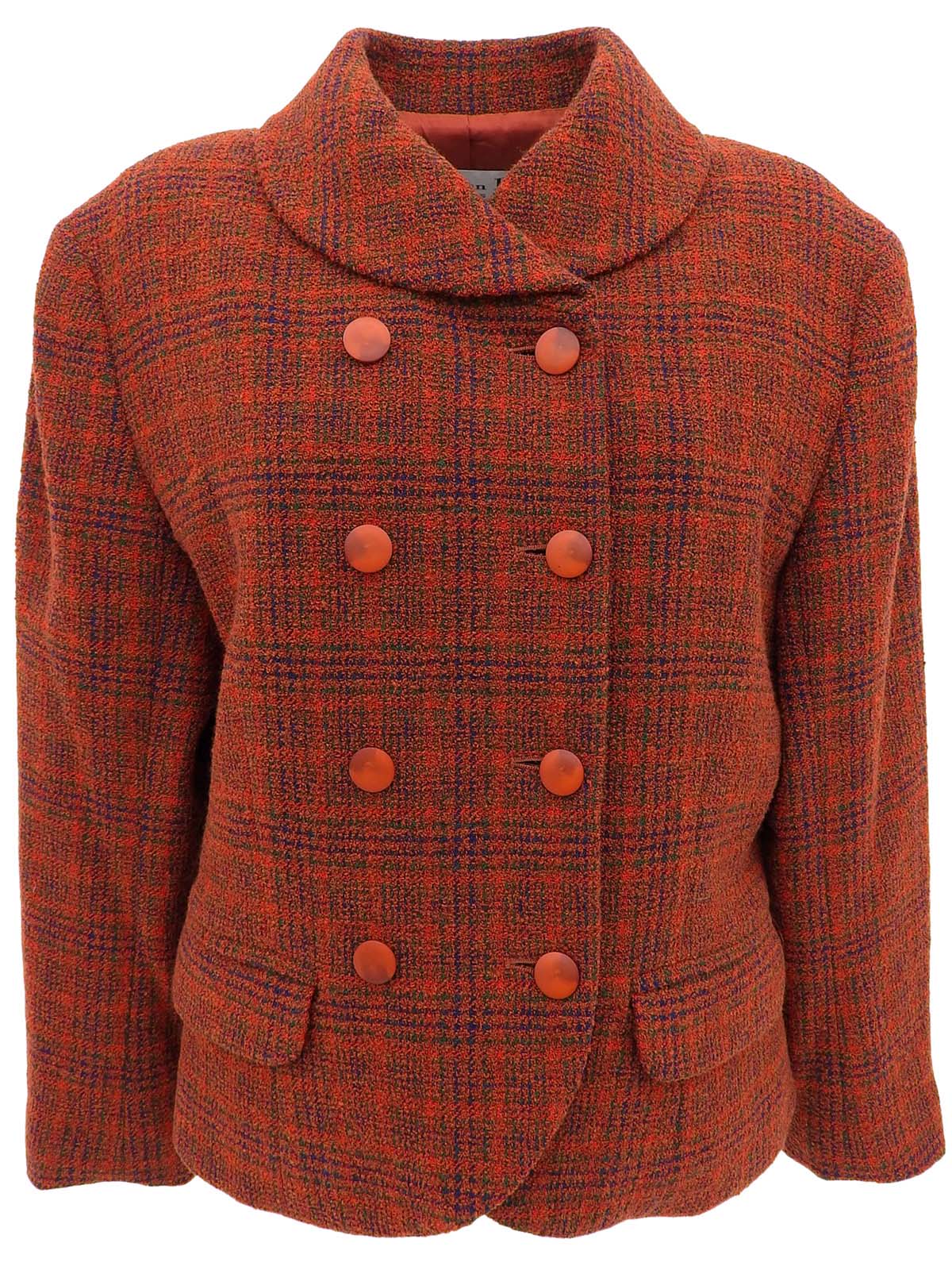 チェックパターンダブルブレストジャケット ブラウン/マルチ