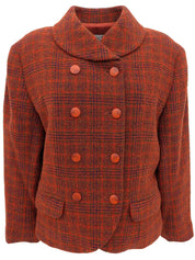 チェックパターンダブルブレストジャケット ブラウン/マルチ