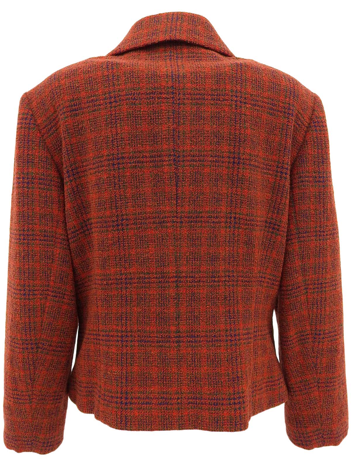 チェックパターンダブルブレストジャケット ブラウン/マルチ