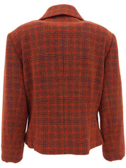 チェックパターンダブルブレストジャケット ブラウン/マルチ