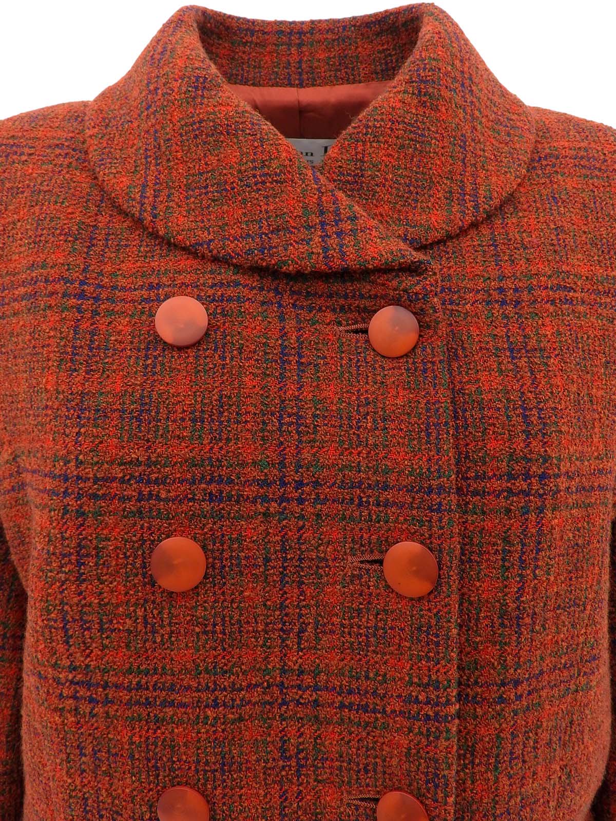 チェックパターンダブルブレストジャケット ブラウン/マルチ