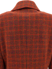 チェックパターンダブルブレストジャケット ブラウン/マルチ