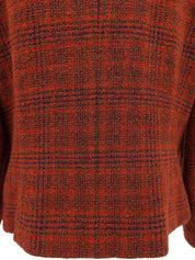 チェックパターンダブルブレストジャケット ブラウン/マルチ