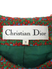 ツイードデザインボタンノーカラージャケット グリーン/マルチ