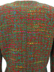 ツイードデザインボタンノーカラージャケット グリーン/マルチ