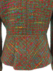 ツイードデザインボタンノーカラージャケット グリーン/マルチ