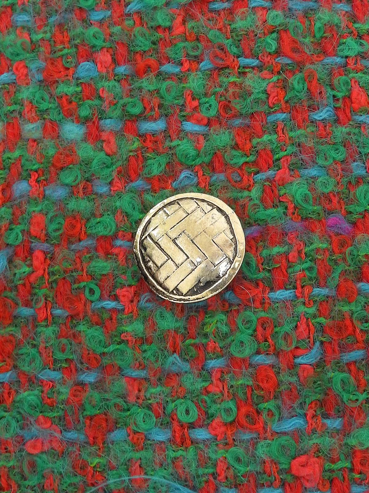 ツイードデザインボタンノーカラージャケット グリーン/マルチ