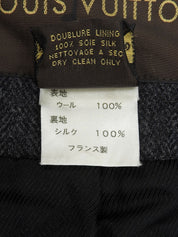 Wool logo button design long coat in gray/navy