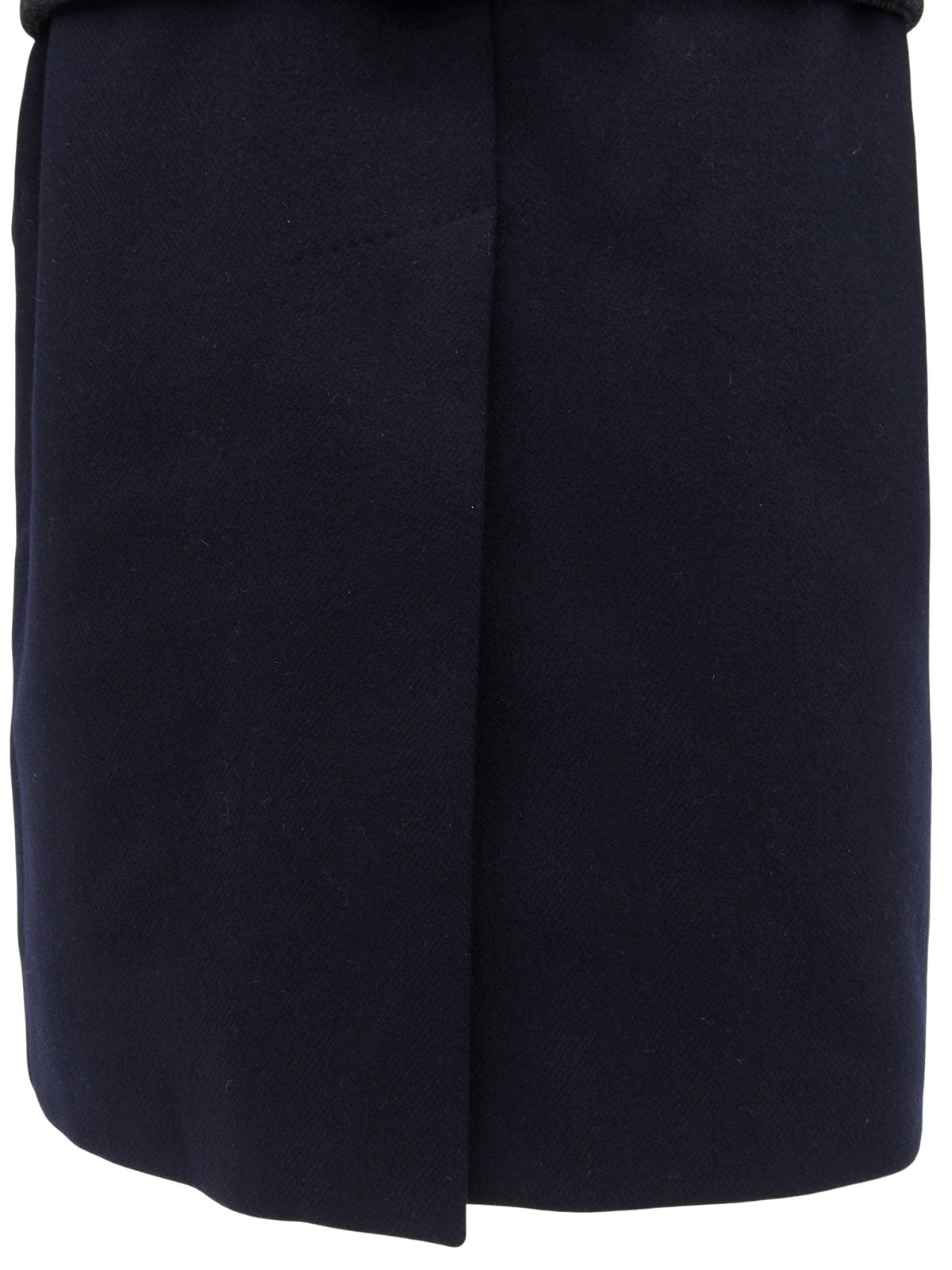 Wool logo button design long coat in gray/navy