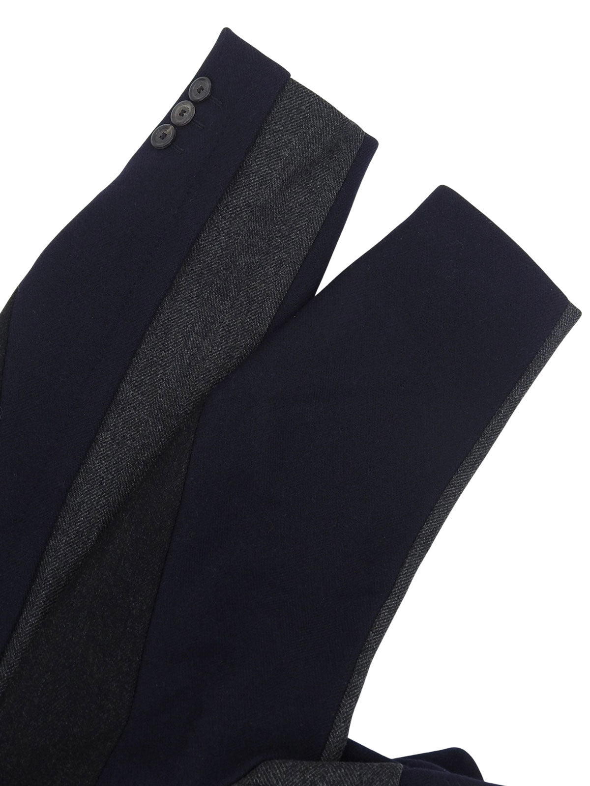 Wool logo button design long coat in gray/navy