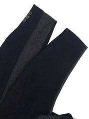 Wool logo button design long coat in gray/navy