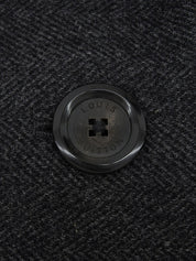 Wool logo button design long coat in gray/navy