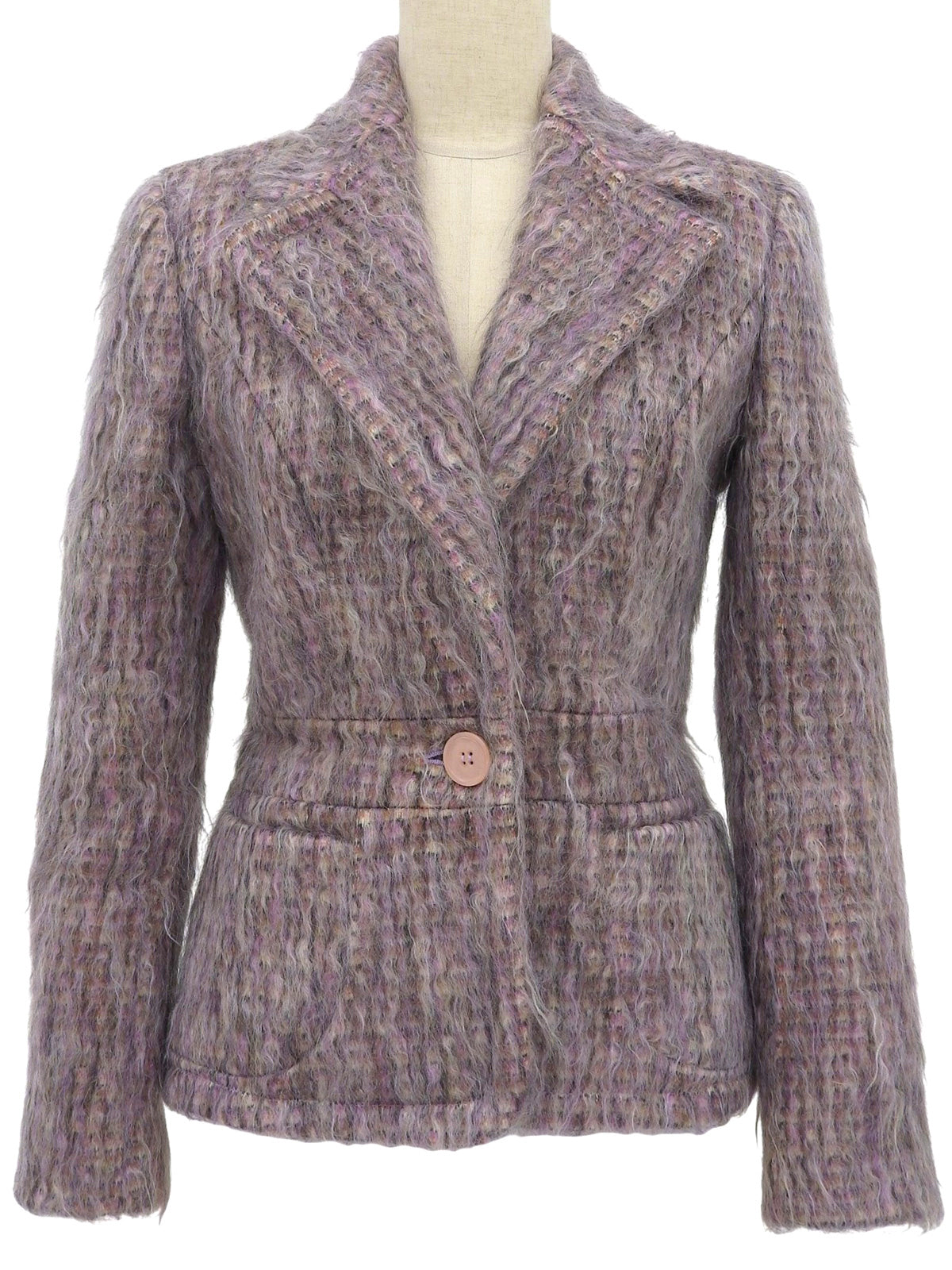 Mohair Design Pattern Jacket in Purple/Multi