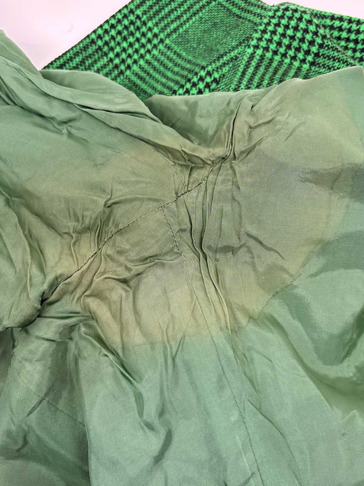 Glen Check Pattern Double-Breasted Set in Green