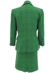 Glen Check Pattern Double-Breasted Set in Green