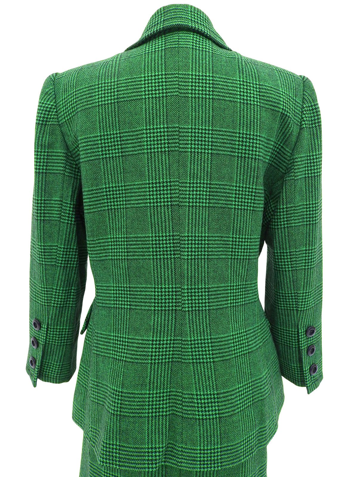 Glen Check Pattern Double-Breasted Set in Green