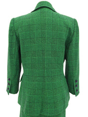 Glen Check Pattern Double-Breasted Set in Green
